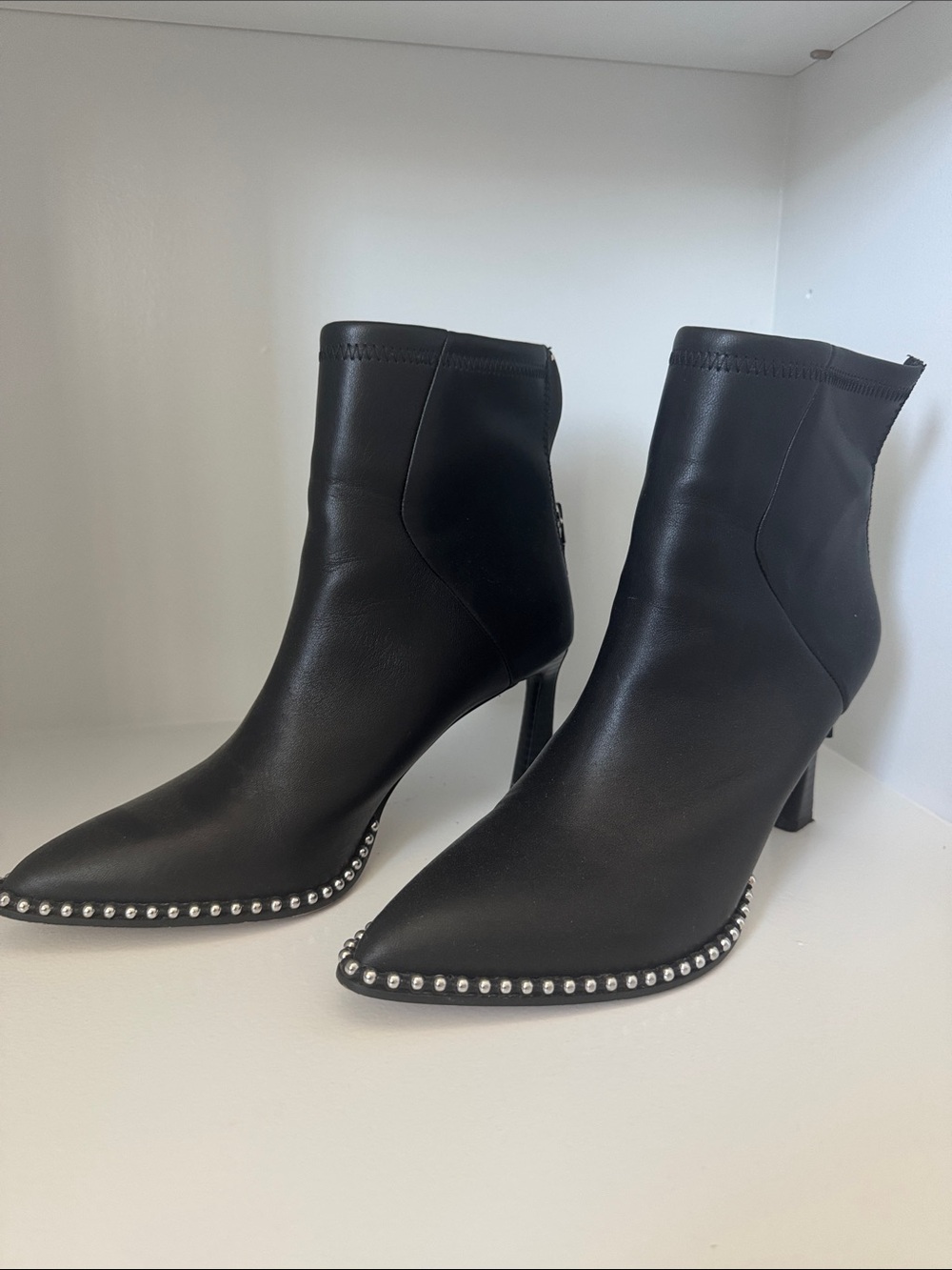 BCBGeneration Black Pointed Toe Studded Ankle Boots